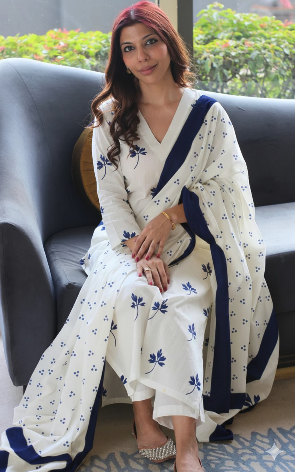 Image of SANGOURI Women Kurti Pant Attached Dupatta Set