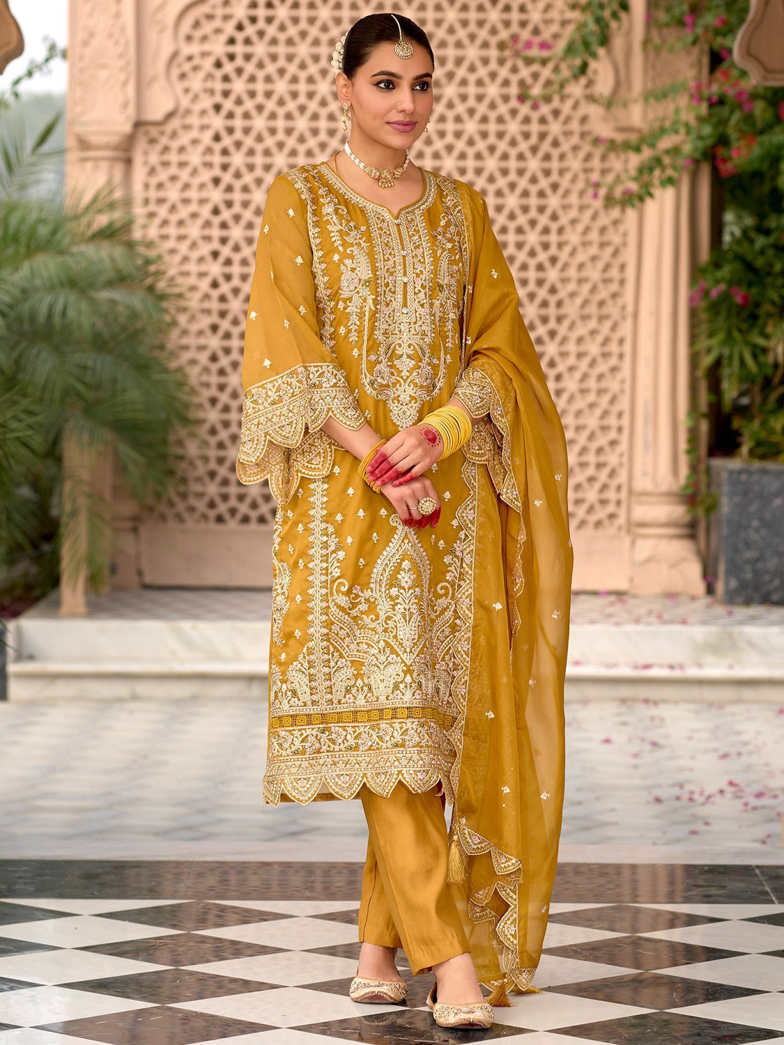 Image of Indo Era Women Kurta Pant Dupatta Set