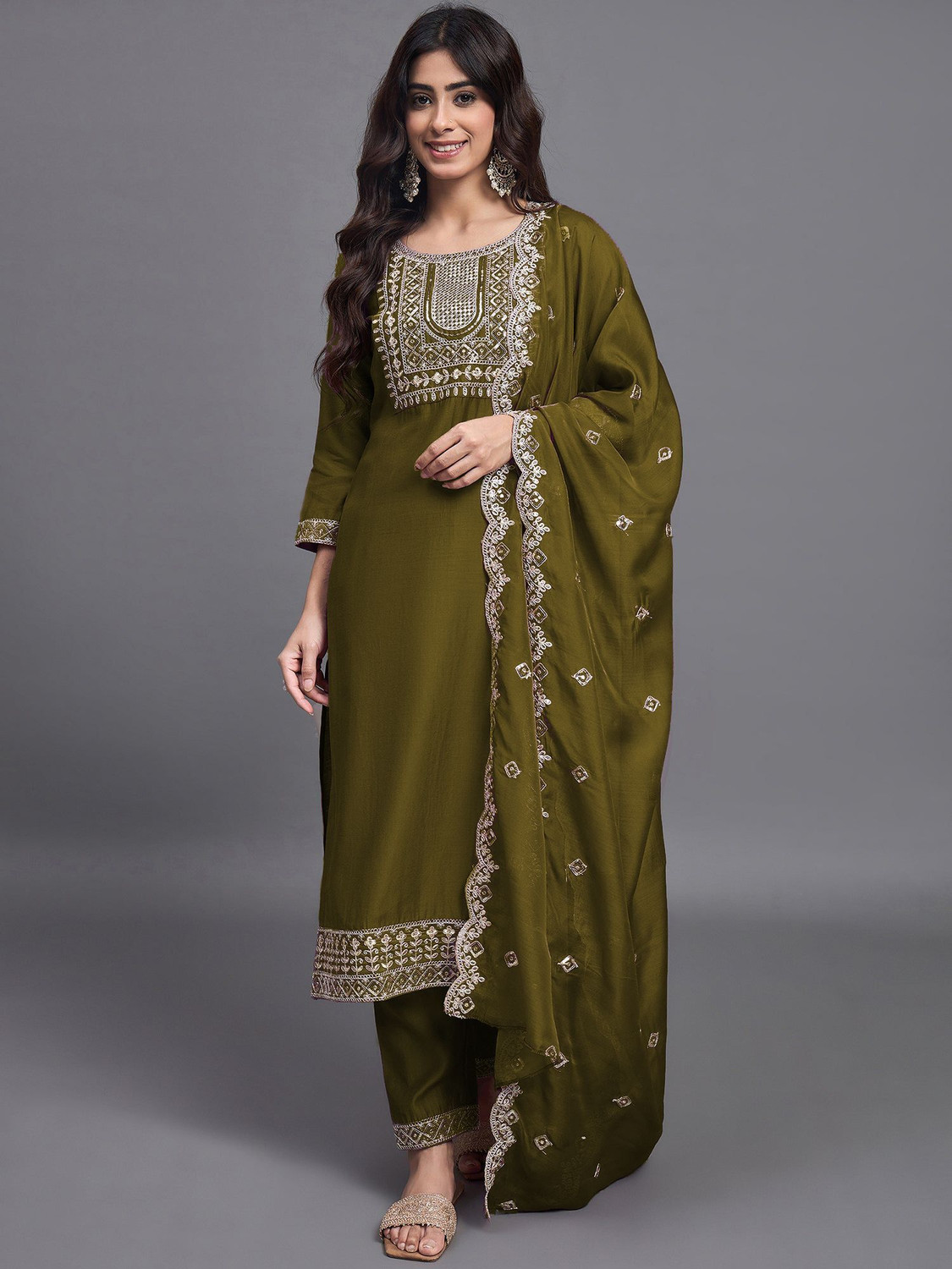 Image of Fashtown Women Kurta Pant Dupatta Set