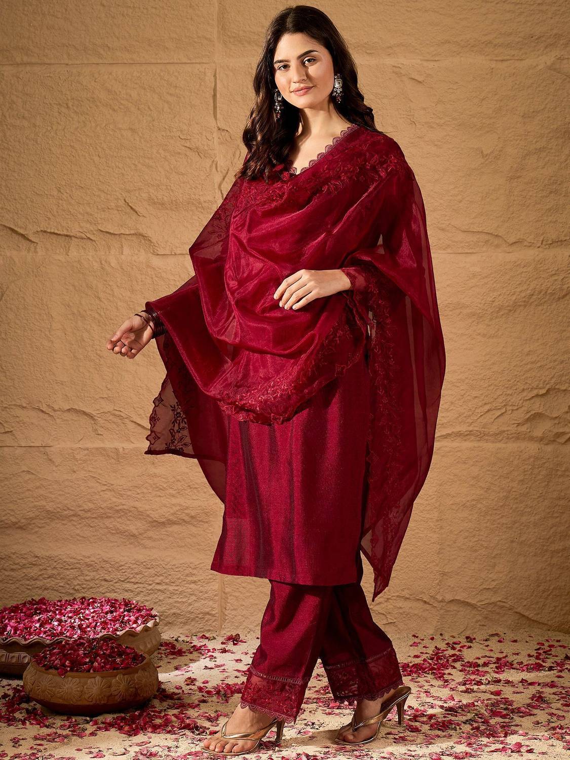 SHREESHA Women Kurta Pant Dupatta Set - Image 3