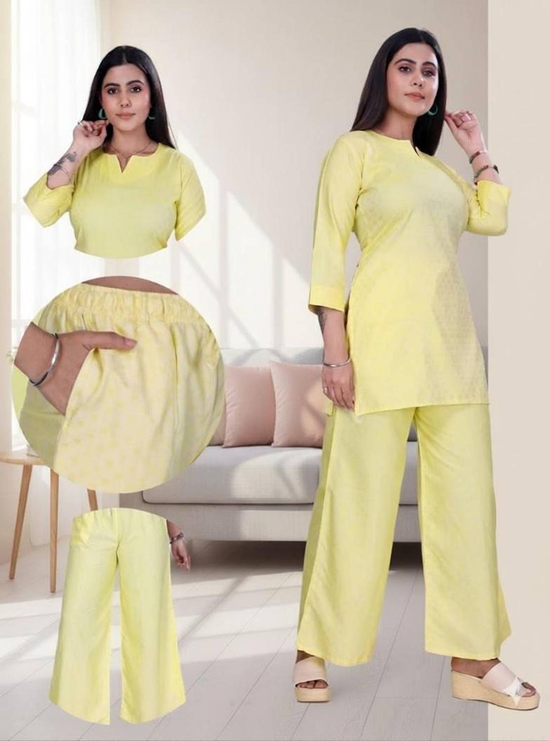 4K FASHION Women Crop Top Palazzo Set