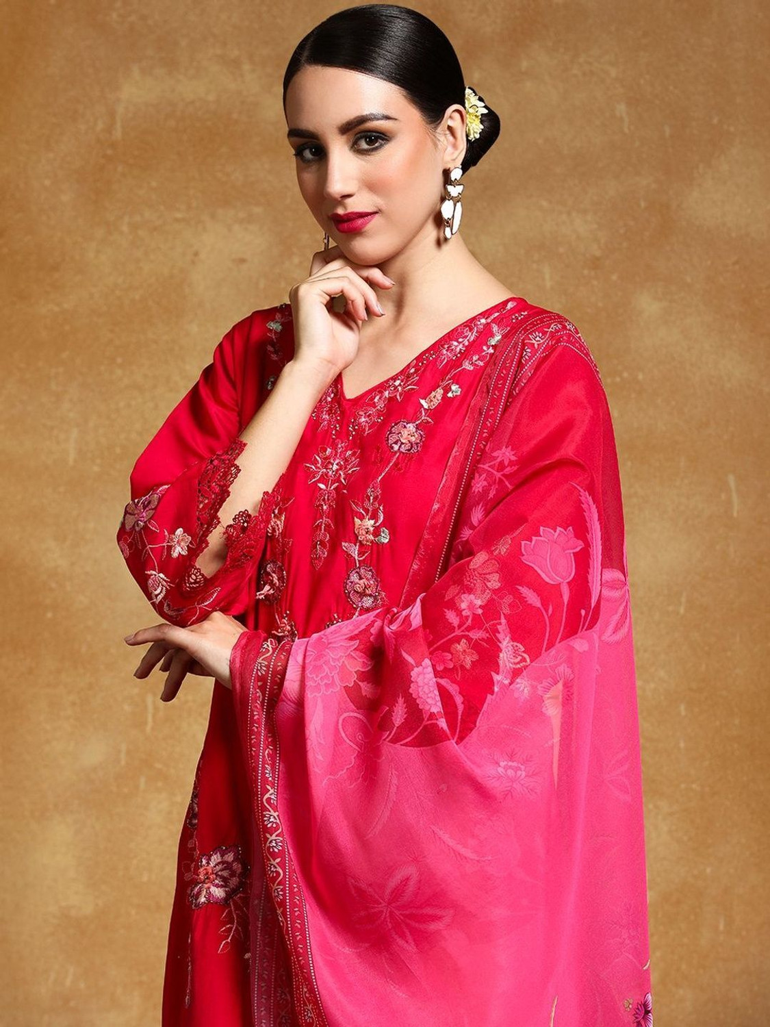 Image of ANOUK Women Pure Cotton Kurta Palazzo Dupatta Set
