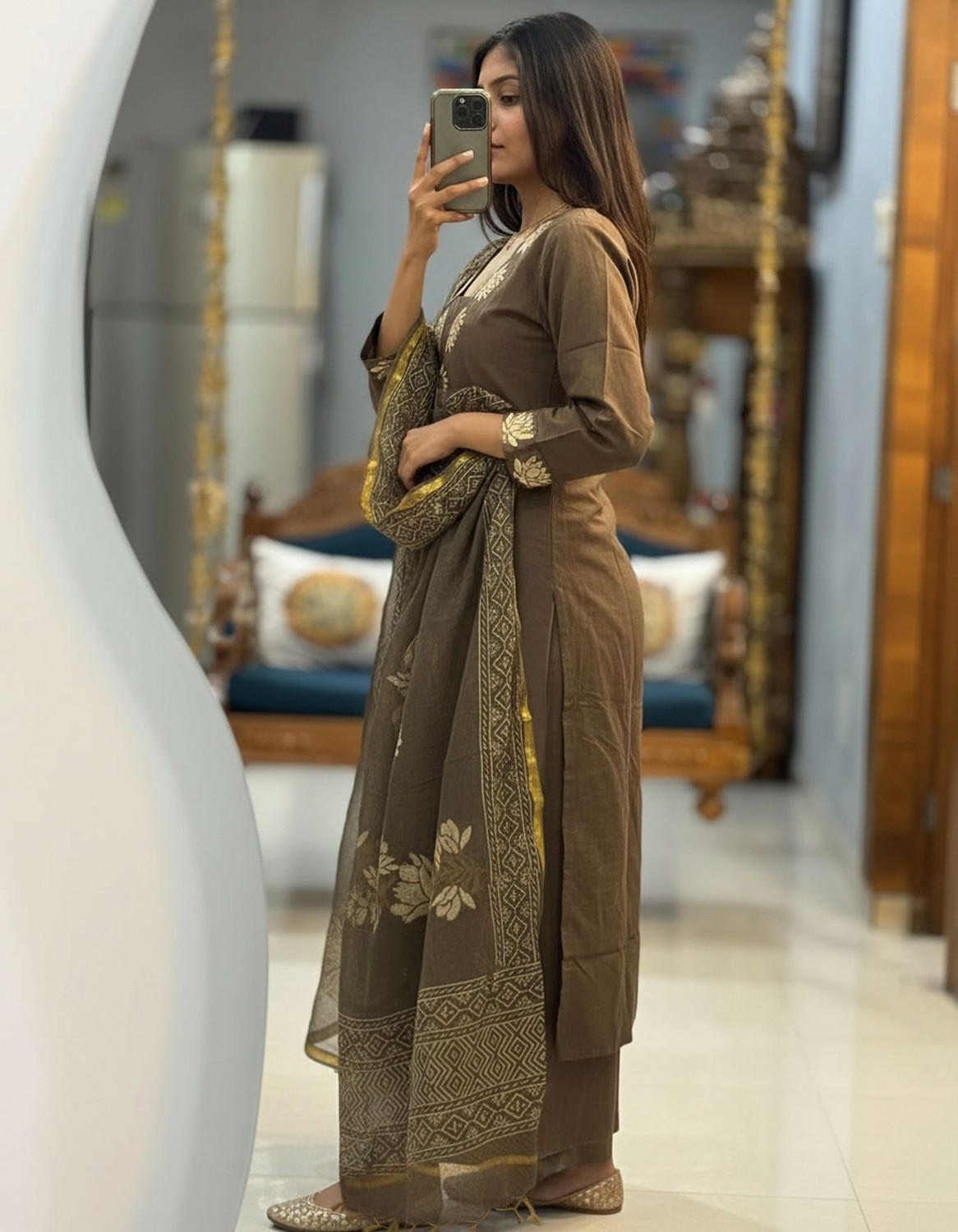 Image of Divastri Women Kurti Palazzo Dupatta Set