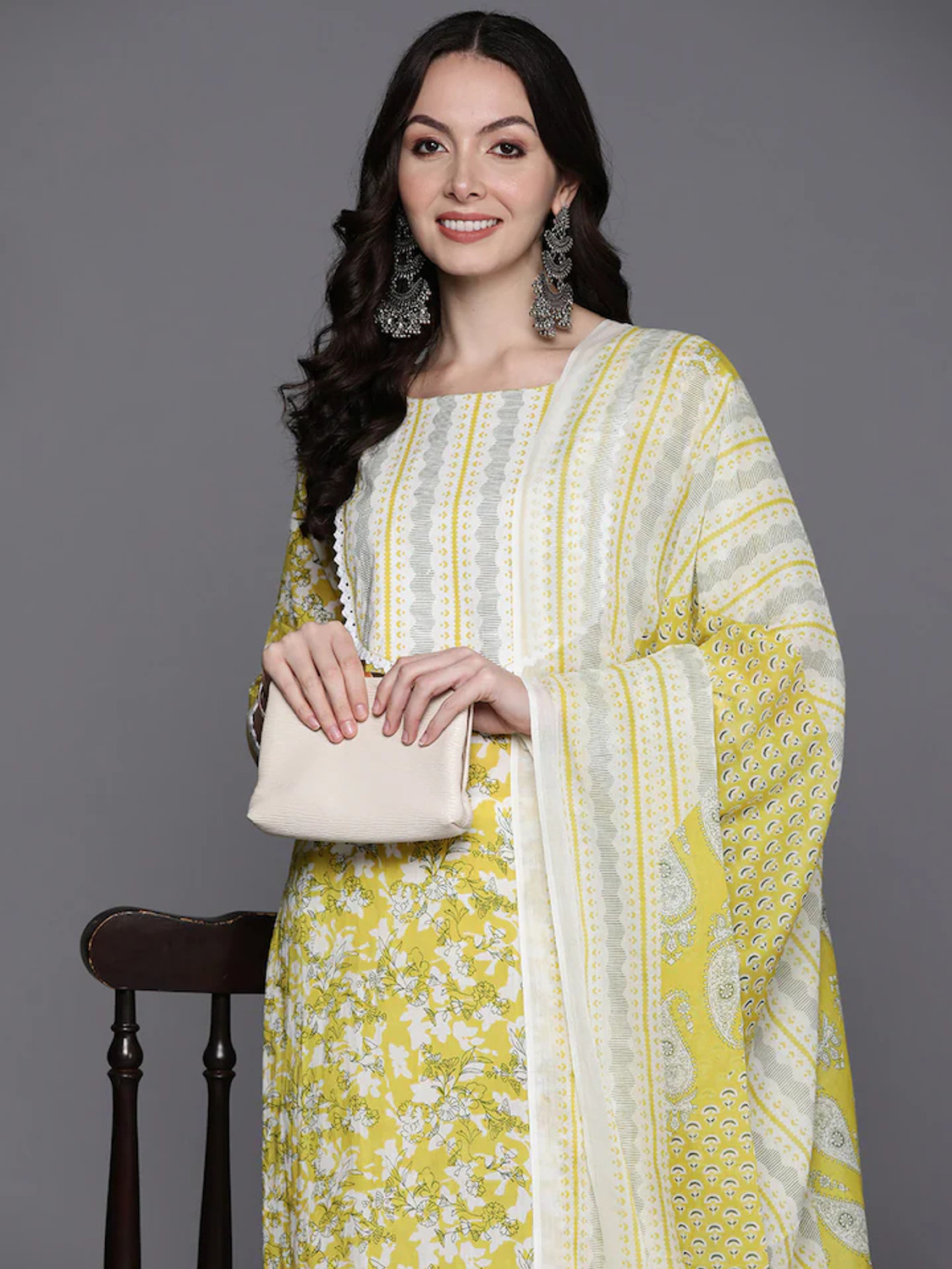 Image of Lamba Creations Printed Kurta, Trouser /Pant & Dupatta Set