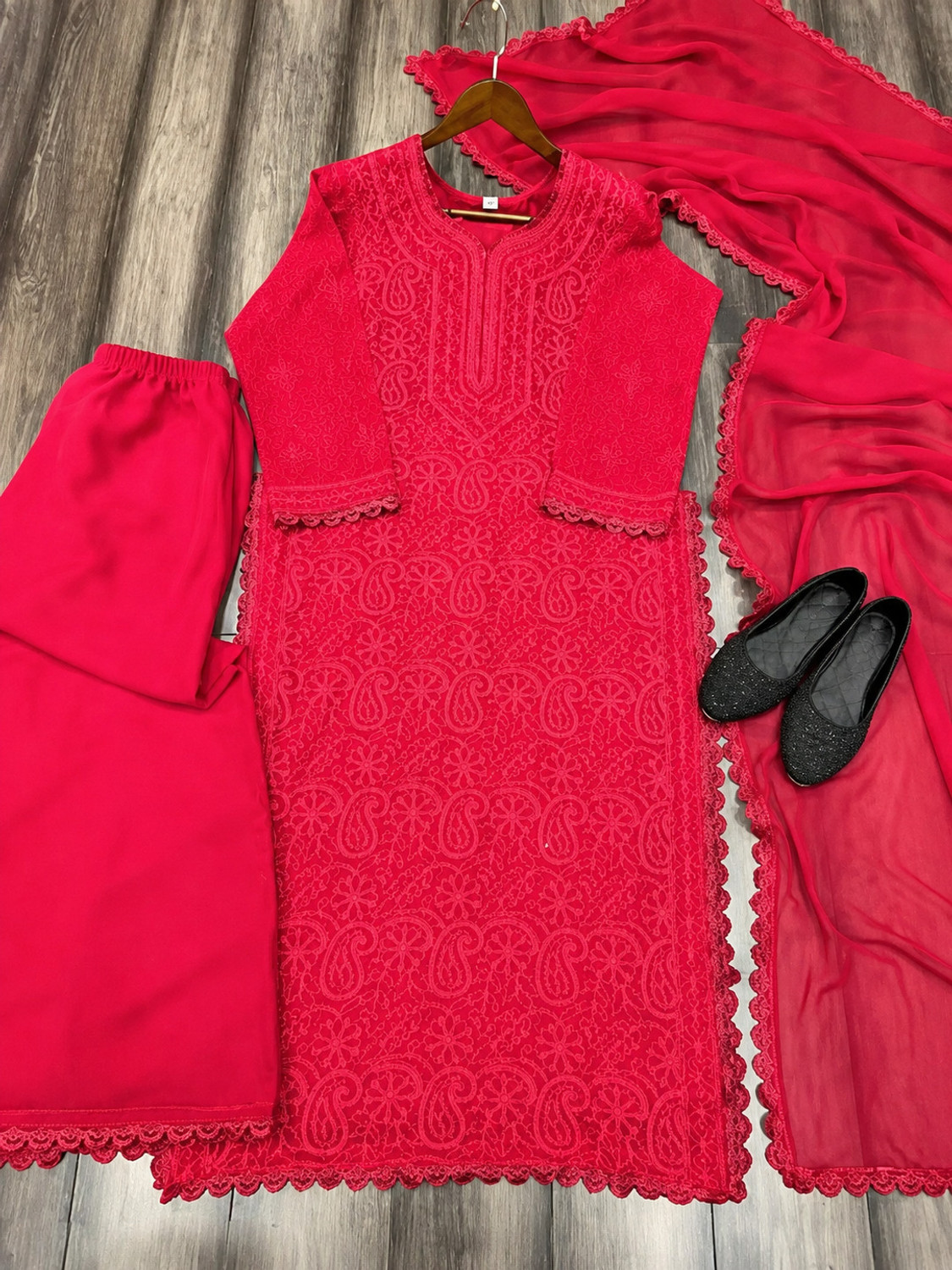 Image of MARUTICLOTHING Women Kurta Palazzo Dupatta Set