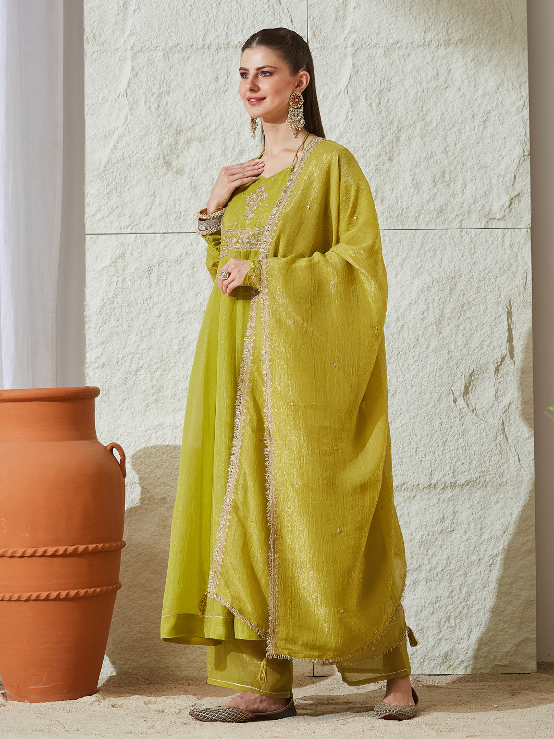 Image of MOKOSH Women Kurta Palazzo Dupatta Set