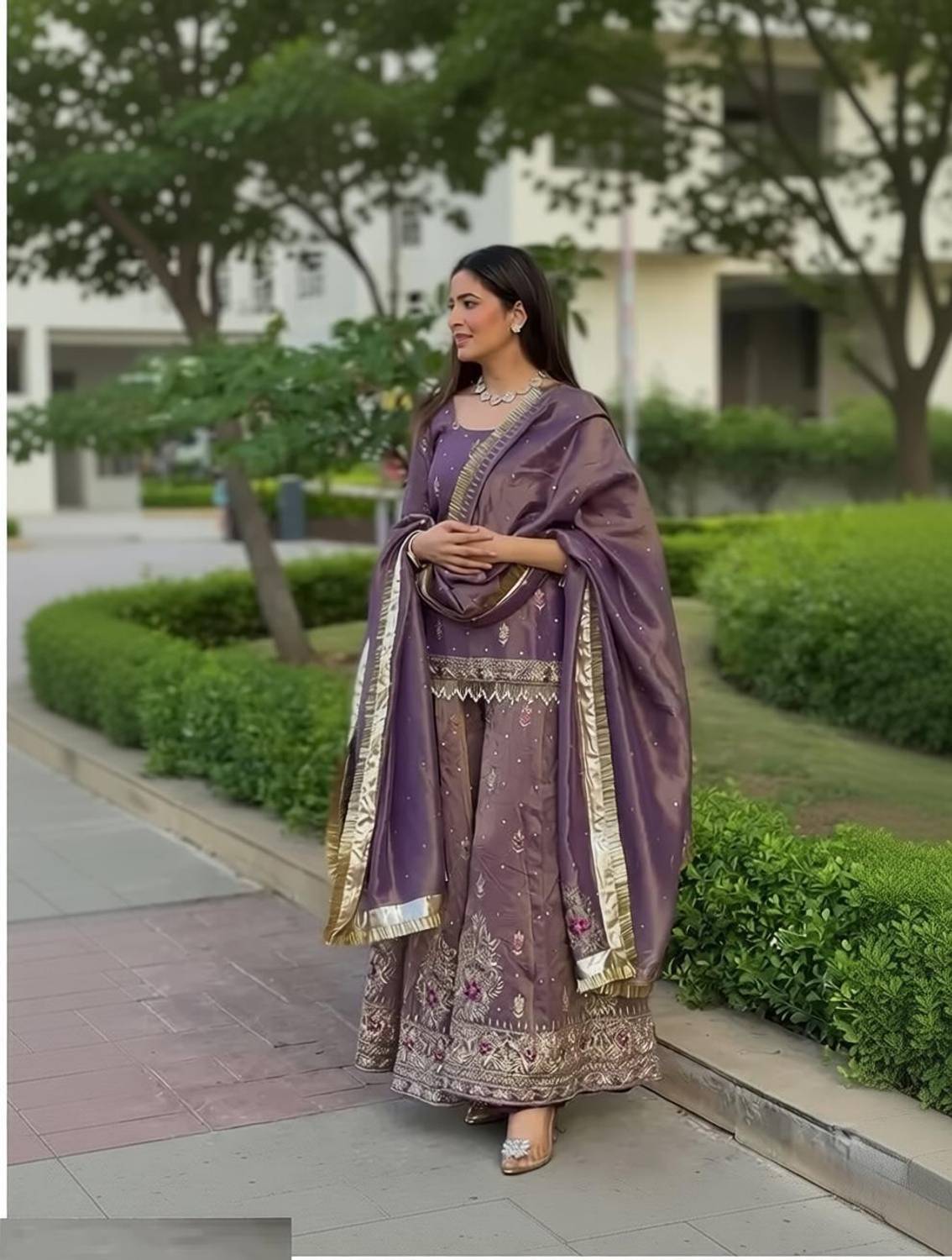 AMALAK Women Kurta Sharara Dupatta Set