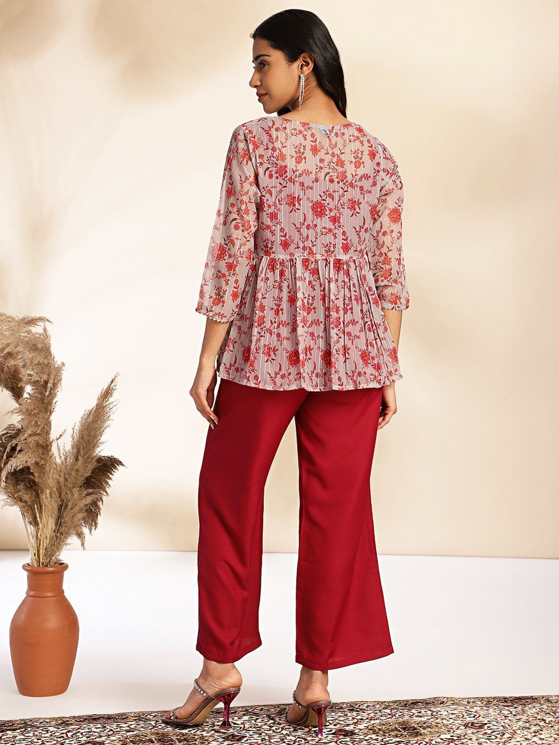 Image of Janasya Women Ethnic Top Pant Ethnic Jacket Set
