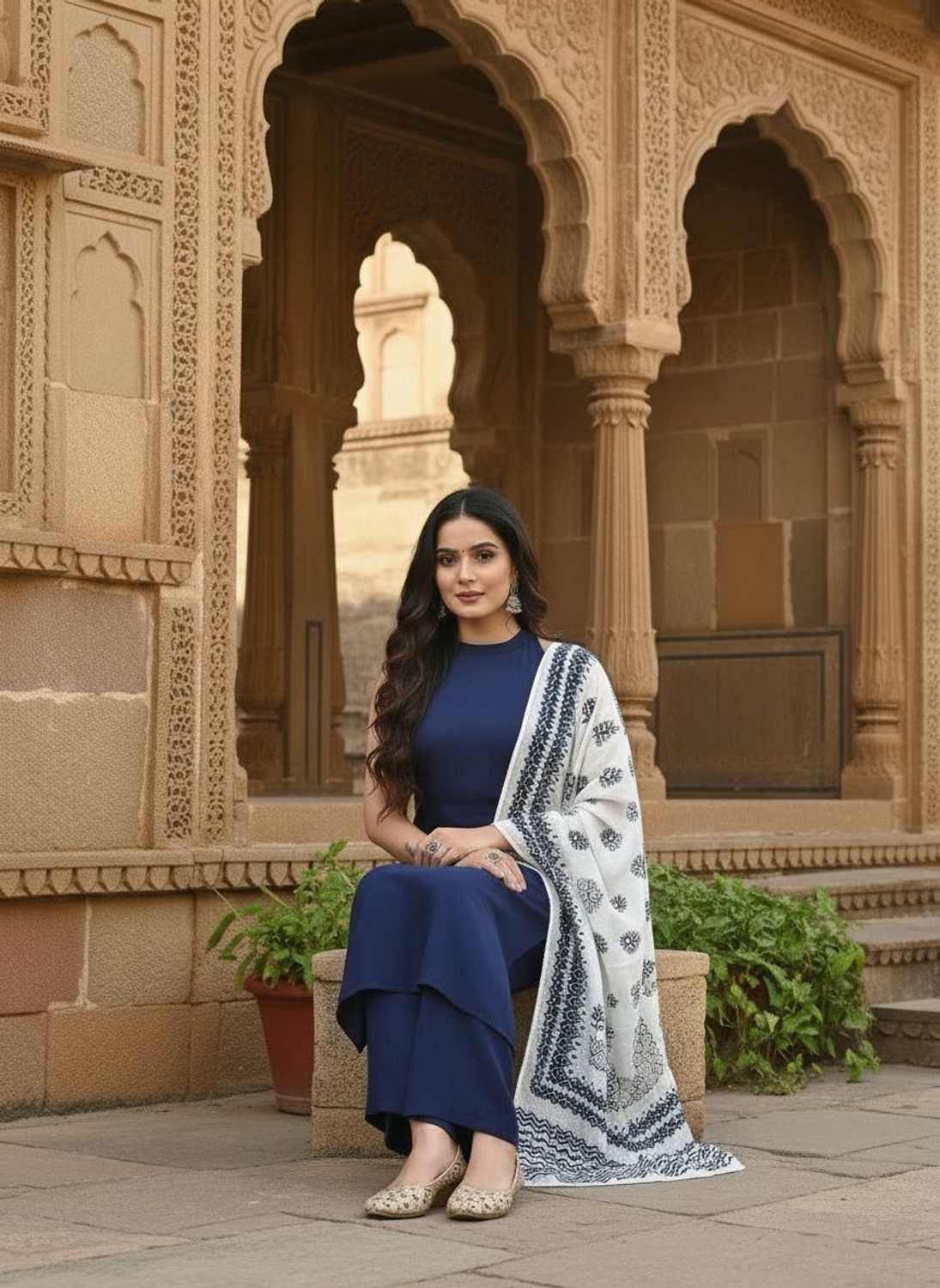 Image of AVANSHEE Women Kurta Palazzo Dupatta Set