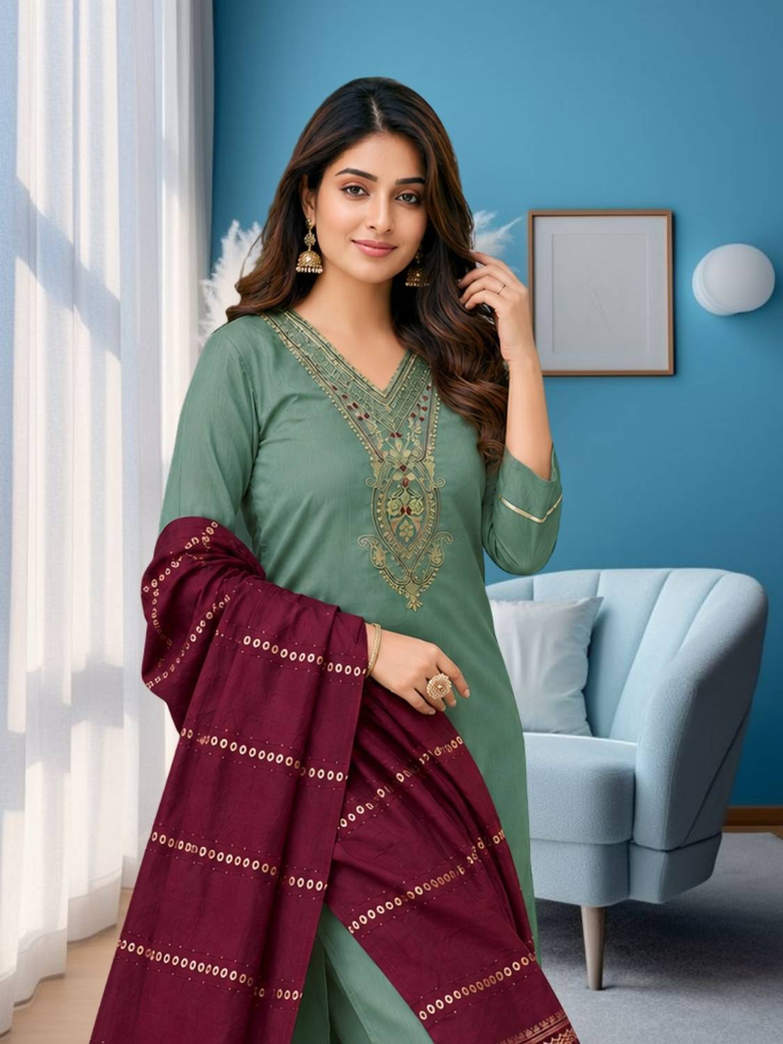 aurbhi Women Kurti Pant Dupatta Set