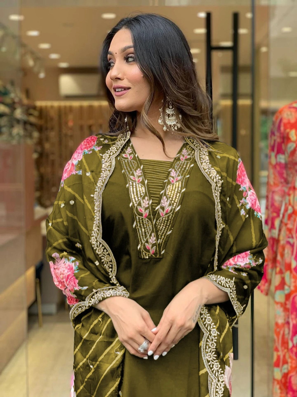 Image of Pink She Women Kurta Pant Dupatta Set
