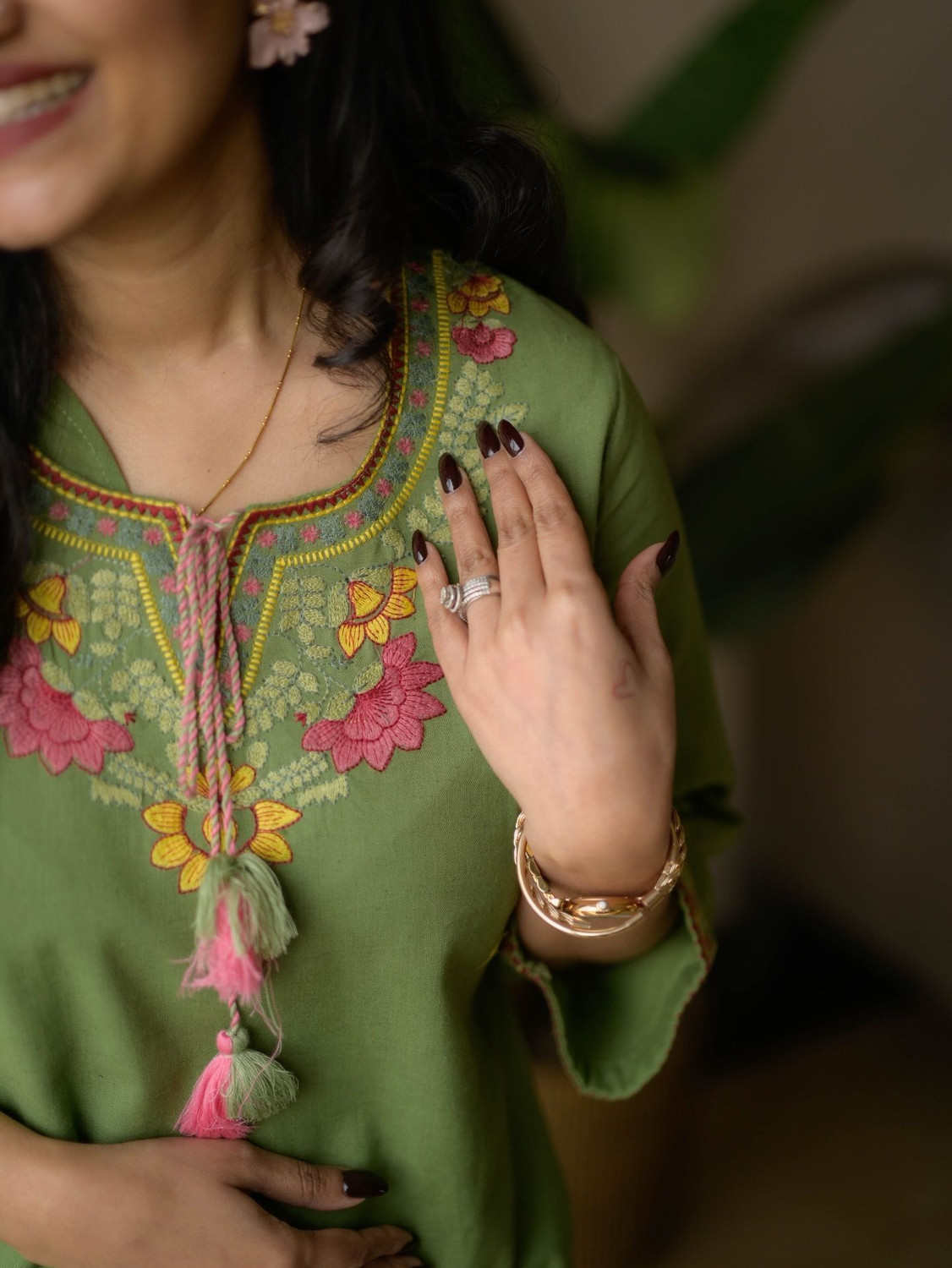 Image of HOMETRACE Embroidered Kurta, Trouser /Pant & Dupatta Set