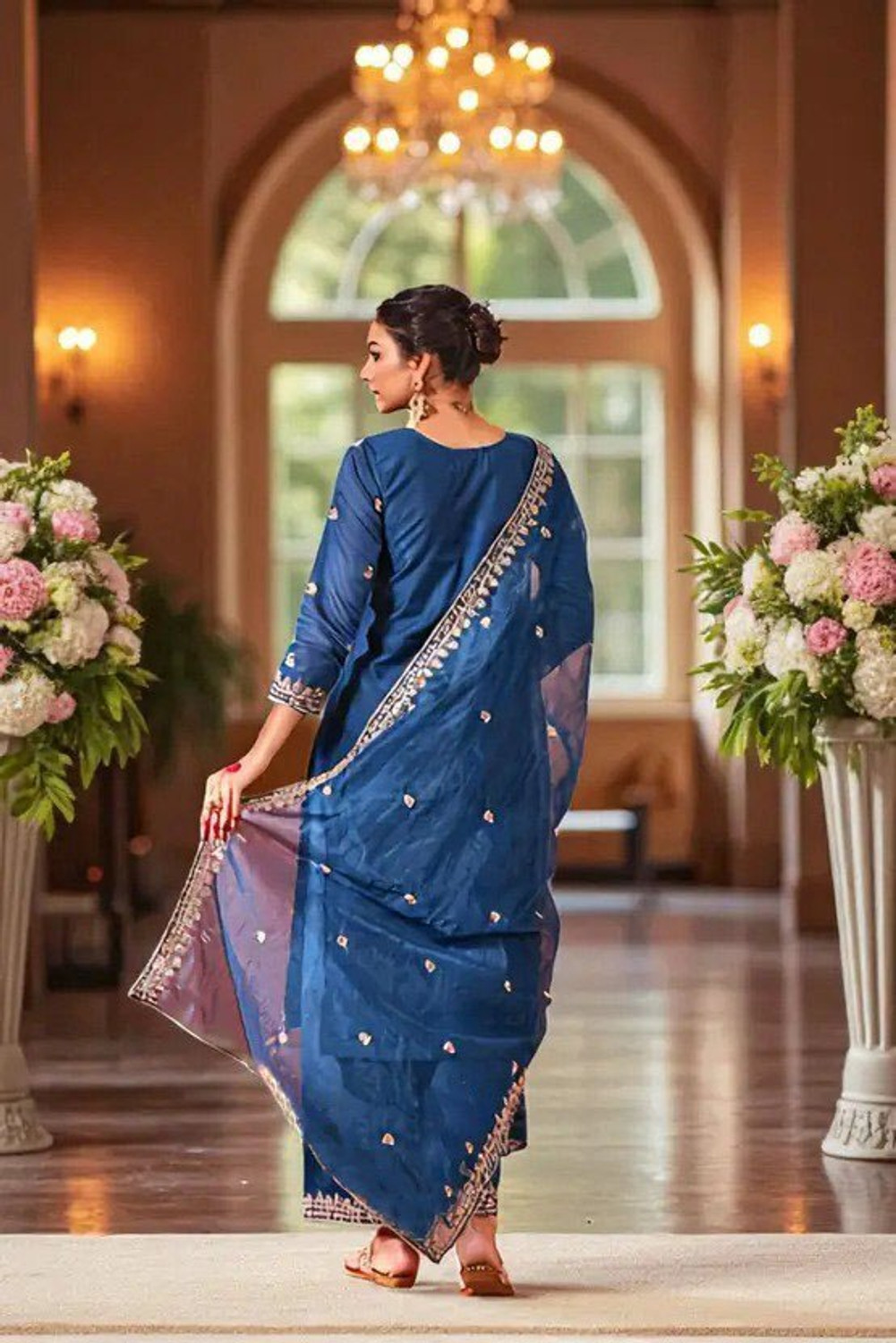 Image of Cartyshop Women Kurta Palazzo Dupatta Set
