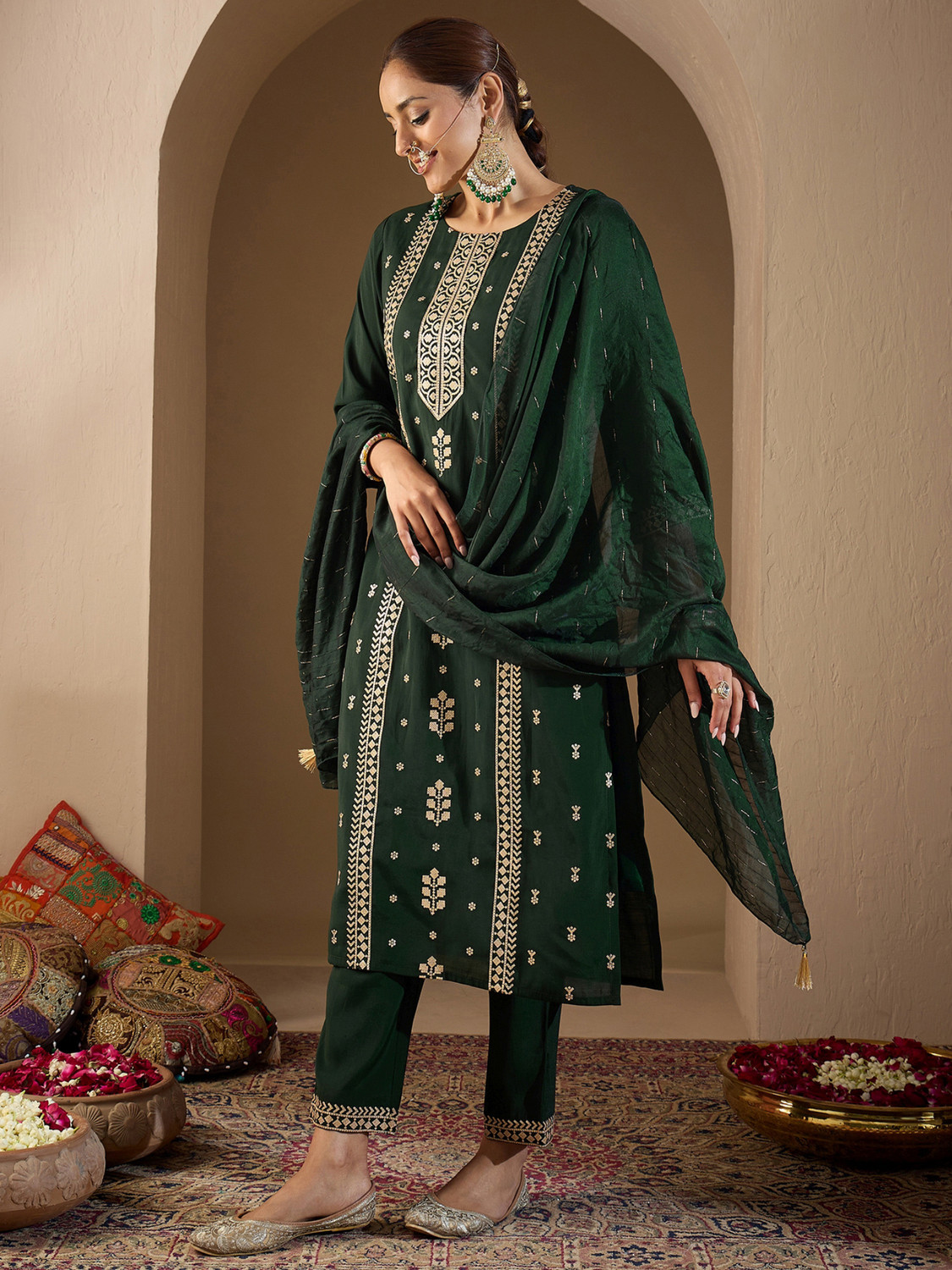 Image of Indo Era Women Kurta Pant Dupatta Set
