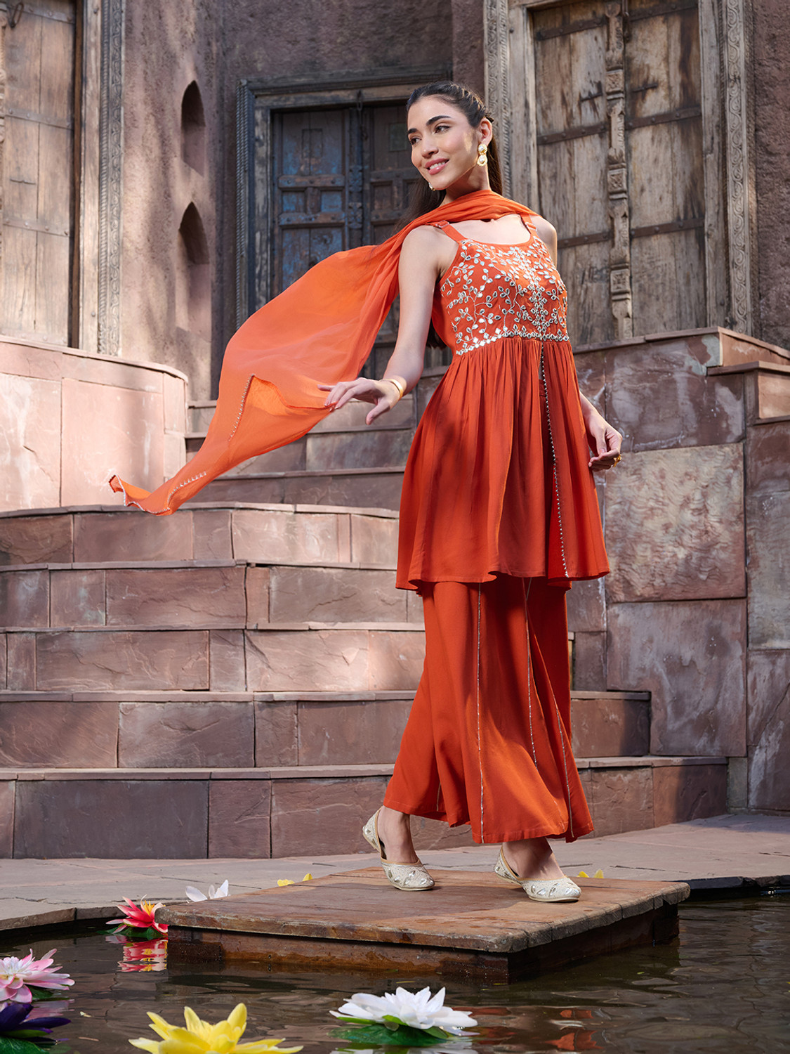 Image of Stylum Women Kurti Sharara Dupatta Set