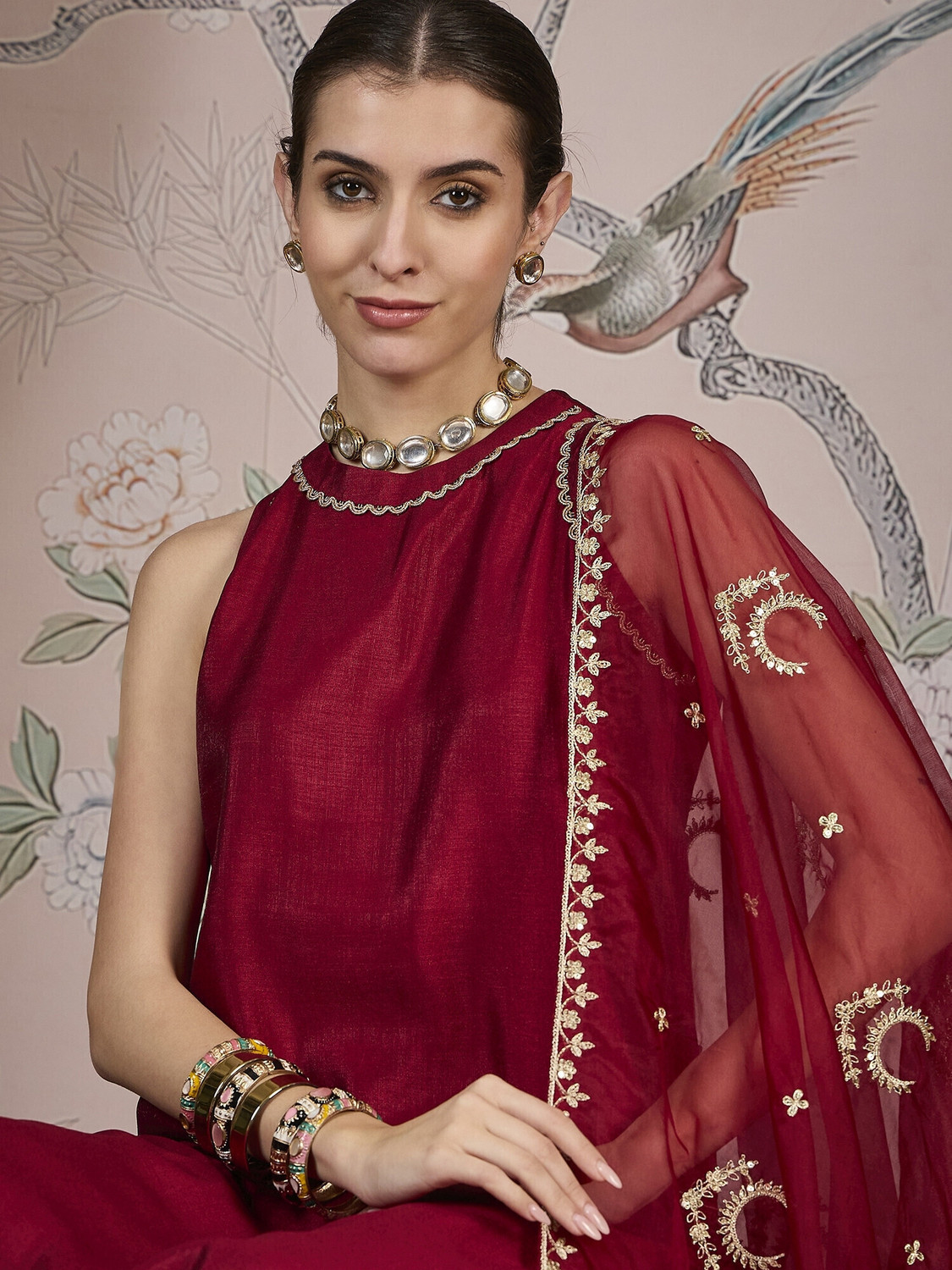 Image of House of Pataudi Women Kurta Pant Dupatta Set