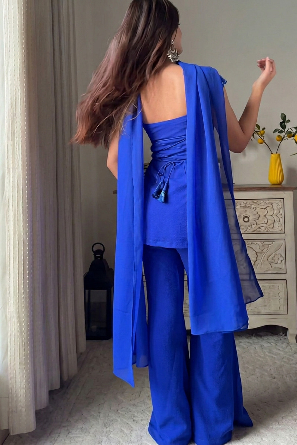 Image of MJENTERPRISE Women Kurti Palazzo Dupatta Set