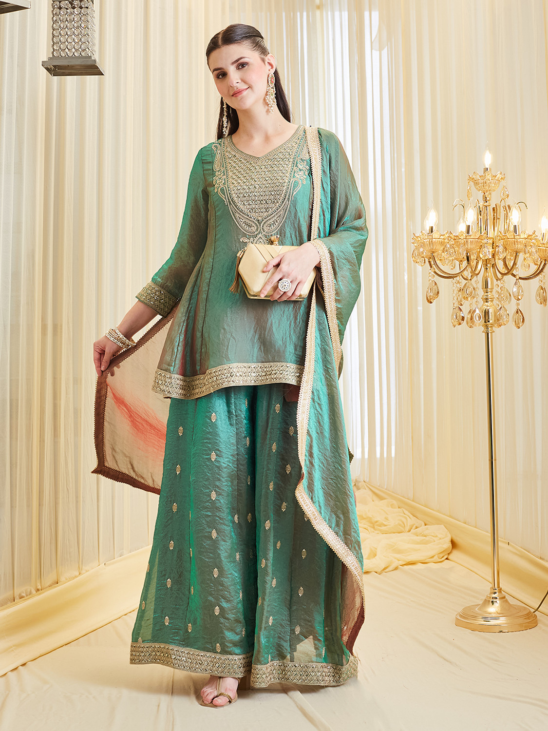 MOKOSH Women Kurti Sharara Dupatta Set