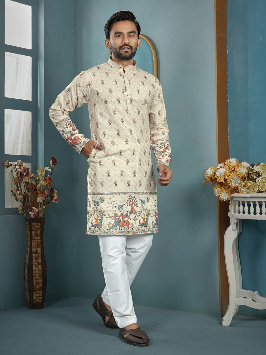 CELLUX Men Kurta Pyjama Set - Image 4