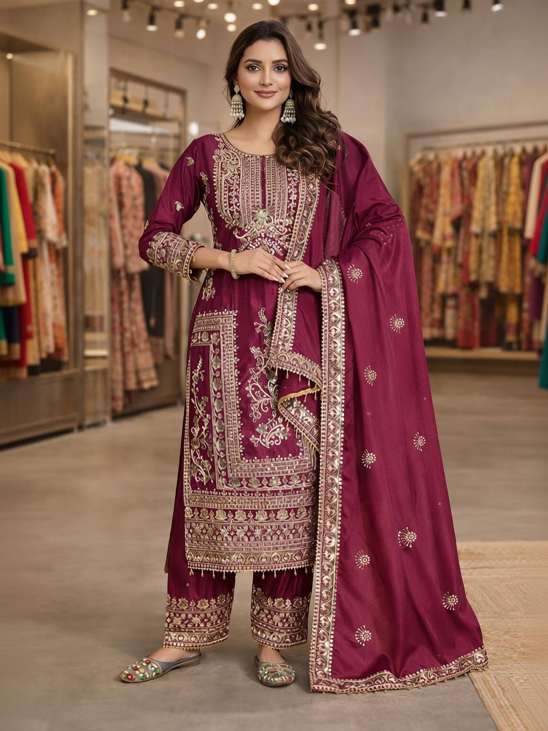 AKSHARAMERA Women Kurta Pant Dupatta Set