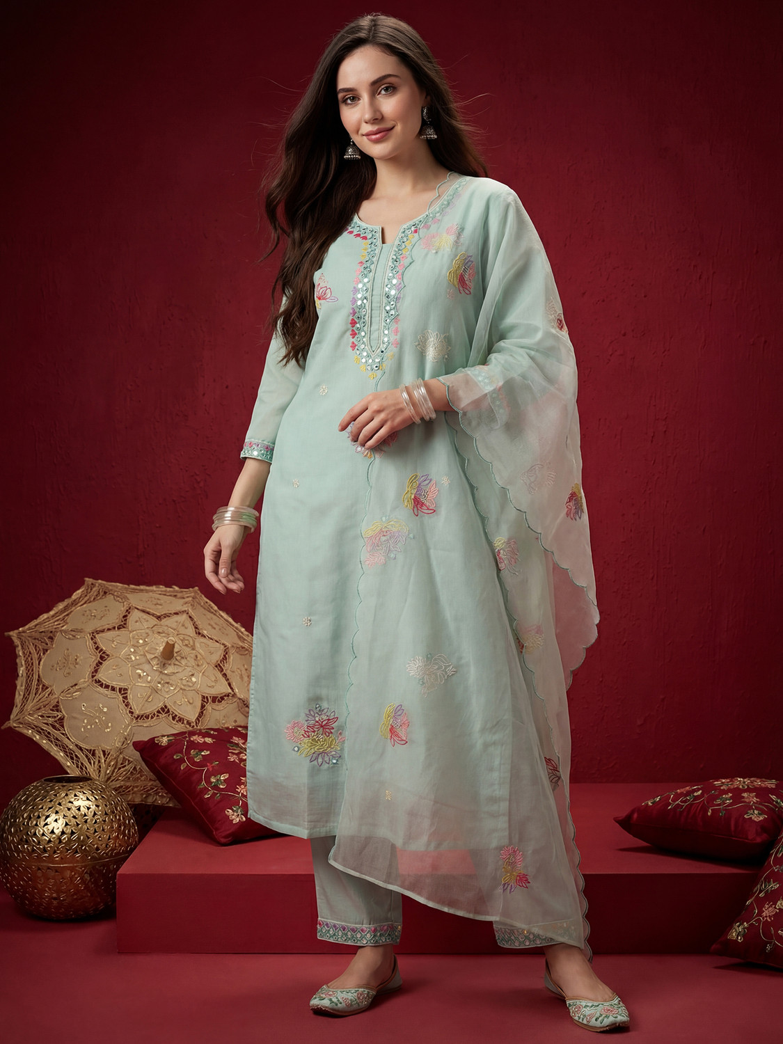 Image of Indo Era Women Kurta Pant Dupatta Set