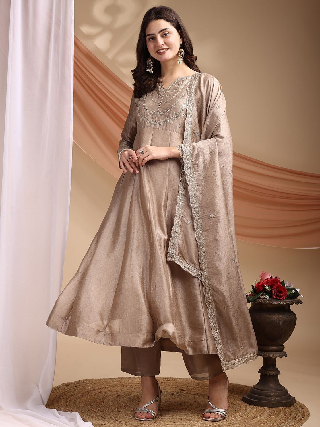 Image of dharmkunj Women Kurta Pant Dupatta Set