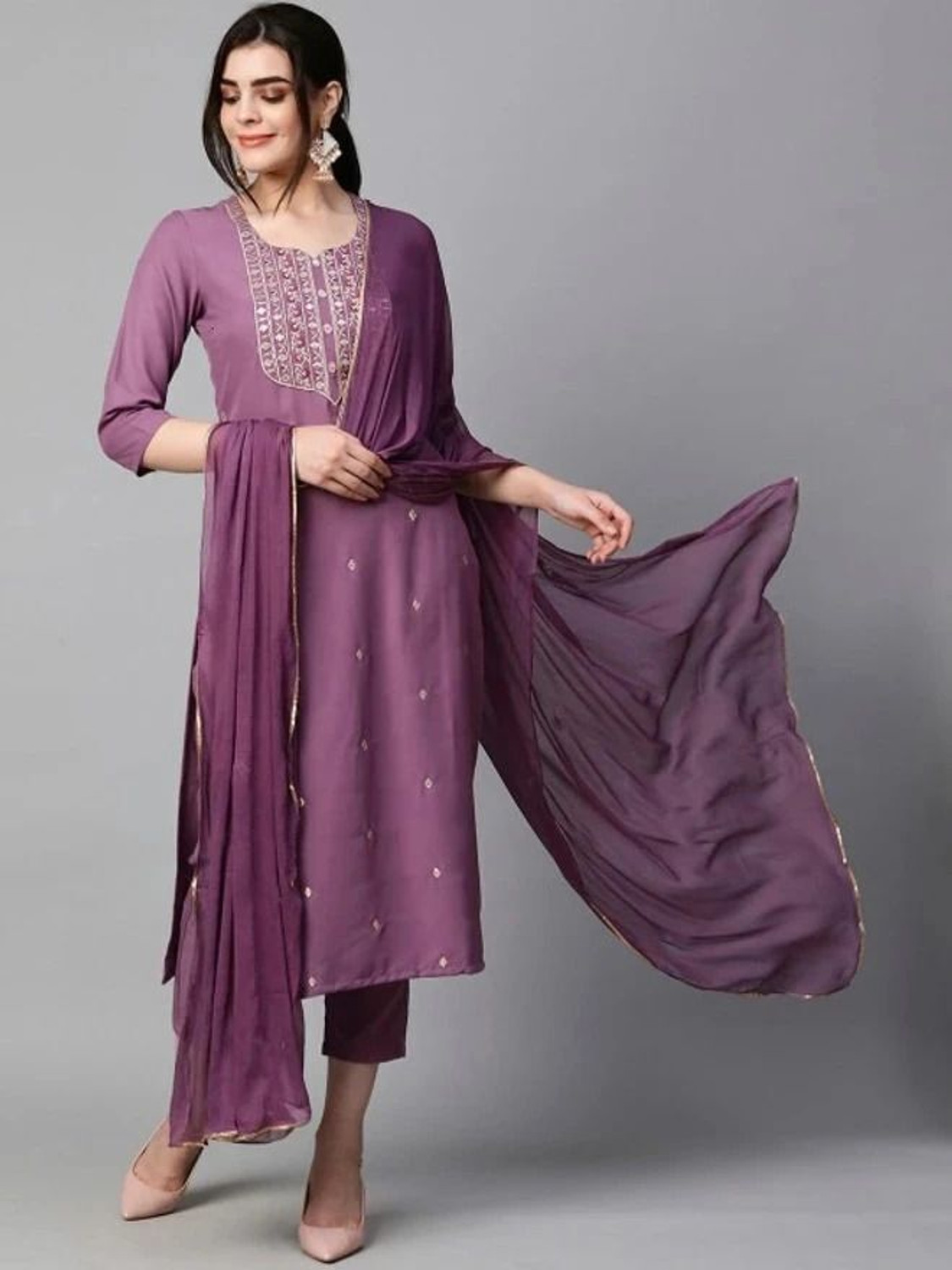 Image of Zinariya Fab Women Kurta Pant Dupatta Set