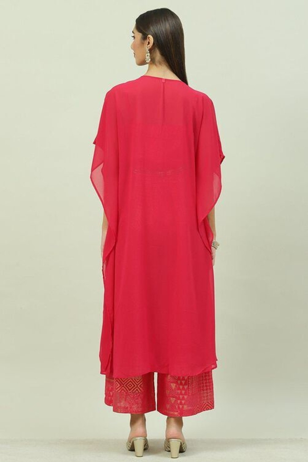 Image of BIBA Women Polyester Kurta Ethnic Jacket Set