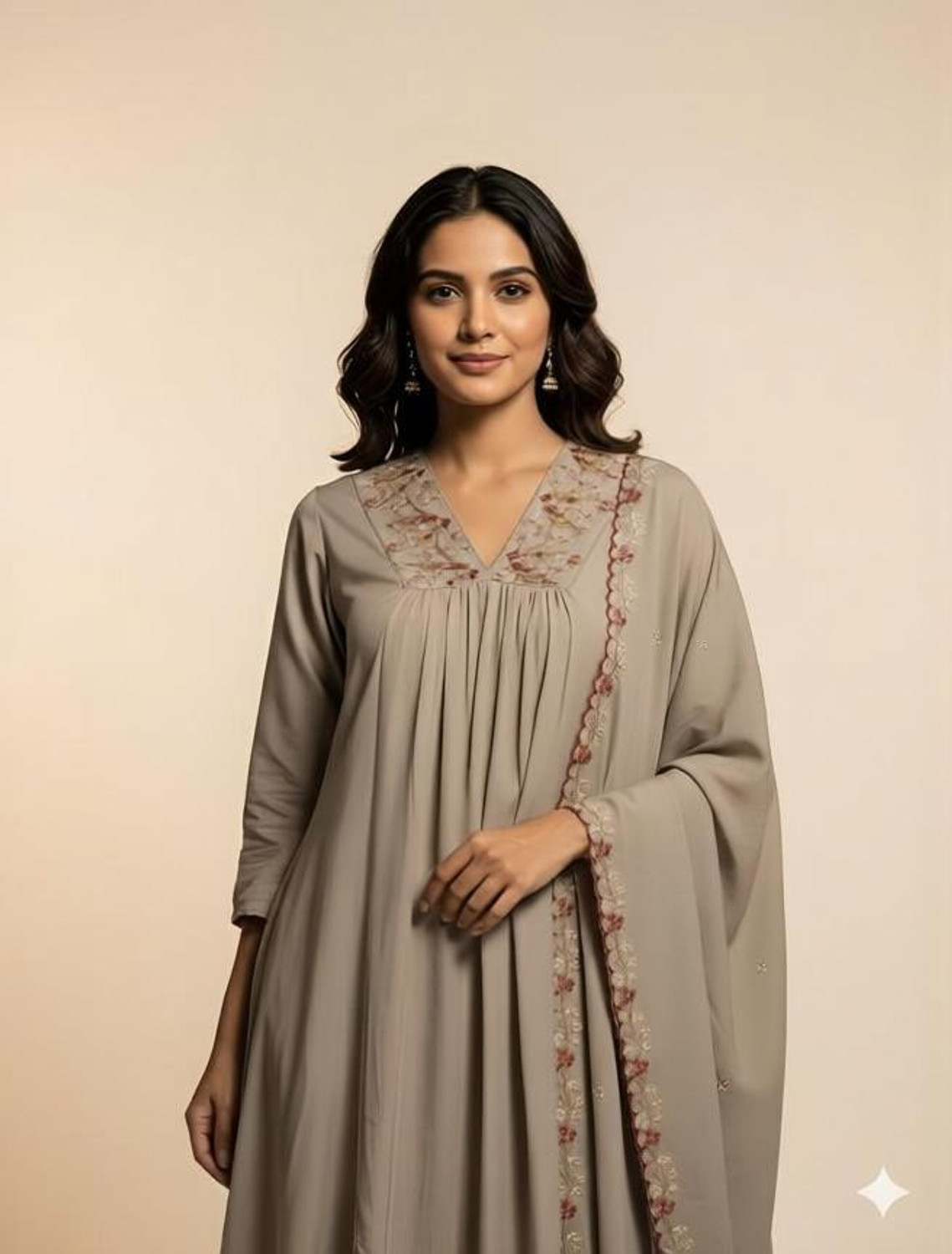 Image of New Ethnic 4 You Embroidered Kurta, Trouser /Pant & Dupatta Set