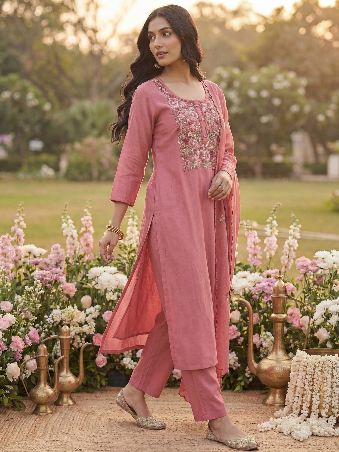 Image of Indo Era Women Kurta Pant Dupatta Set