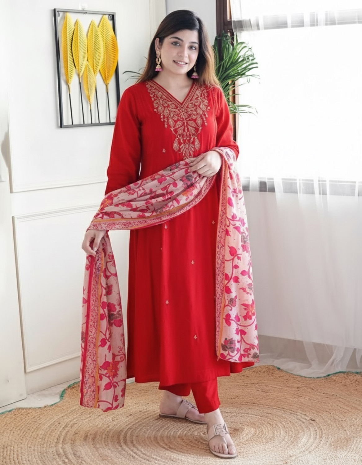Image of Nermosa Women Kurta Pant Dupatta Set