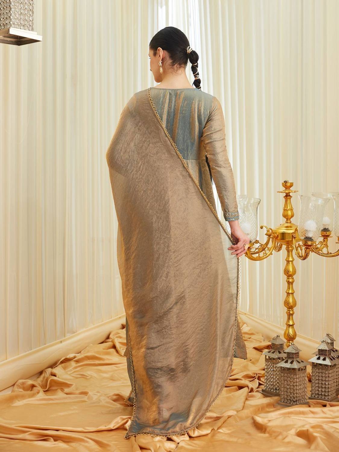 Colors of Earth Women Pure Silk Kurta Palazzo Dupatta Set - Image 2