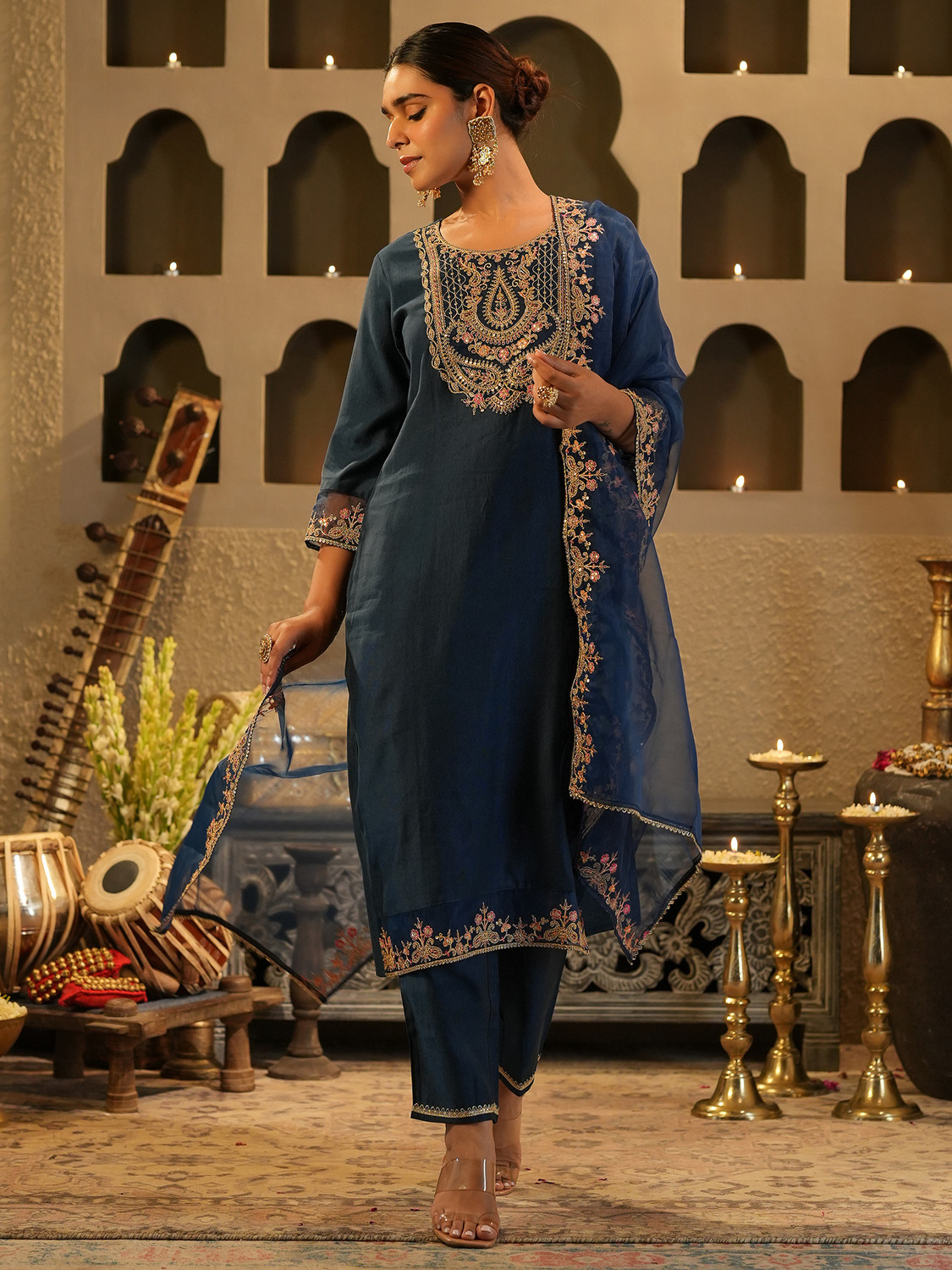 Image of Indo Era Women Kurta Pant Dupatta Set