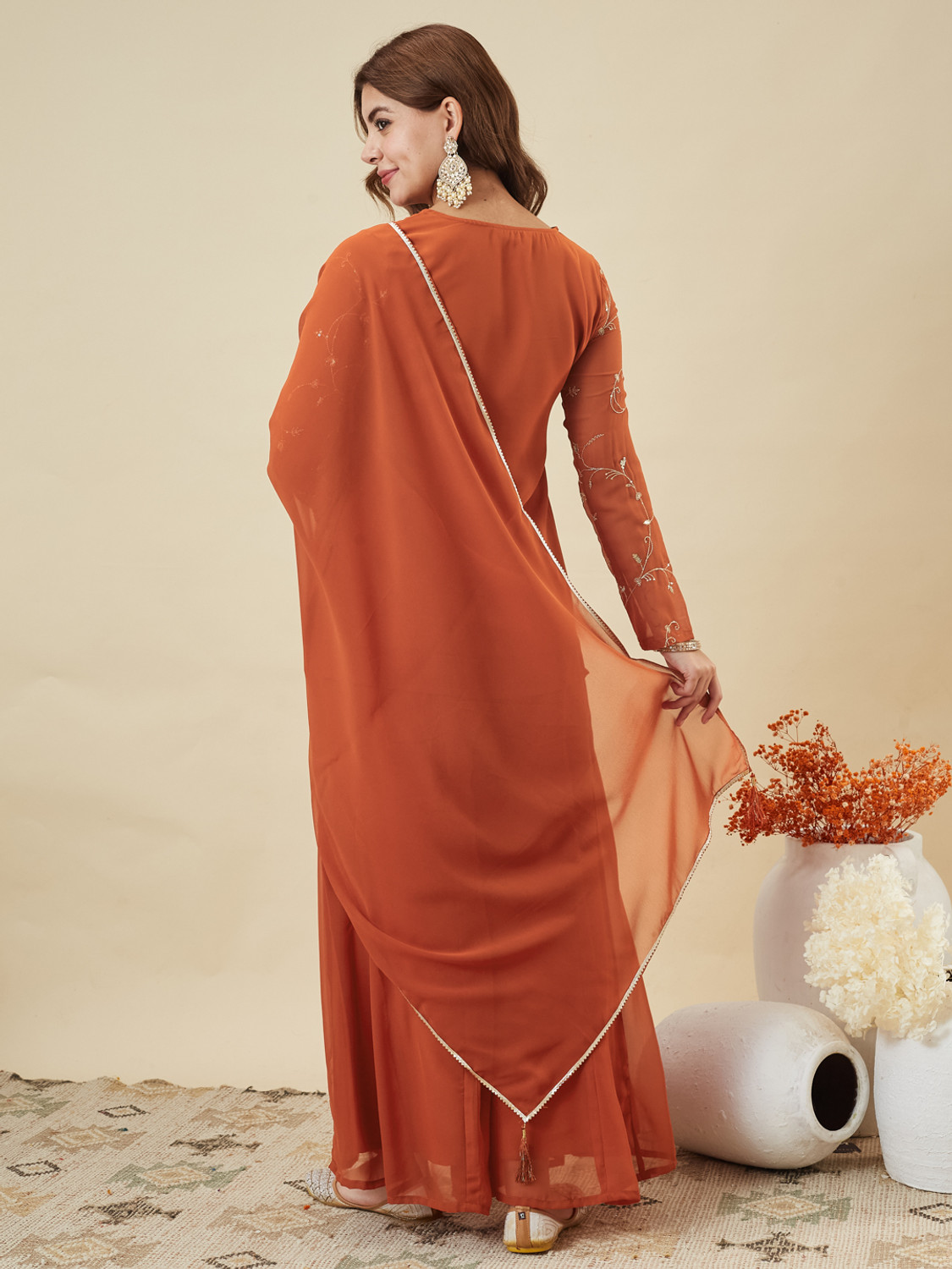 Image of MOKOSH Women Kurti Palazzo Dupatta Set