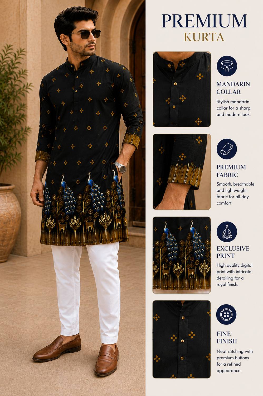 MENTIFIC Men Kurta Pyjama Set - Image 2