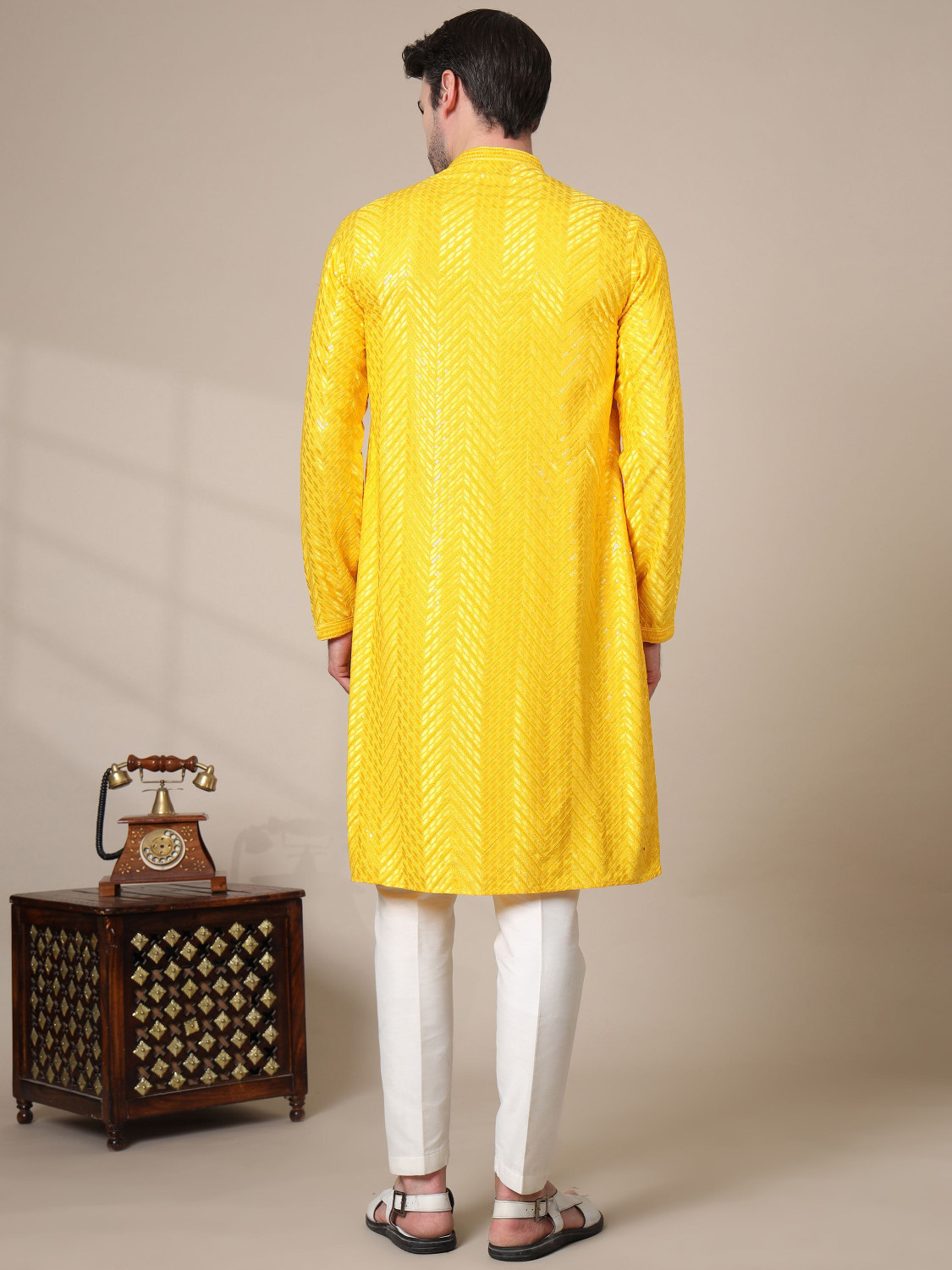 Image of ADHIRAJAN Men Kurta Pyjama Set