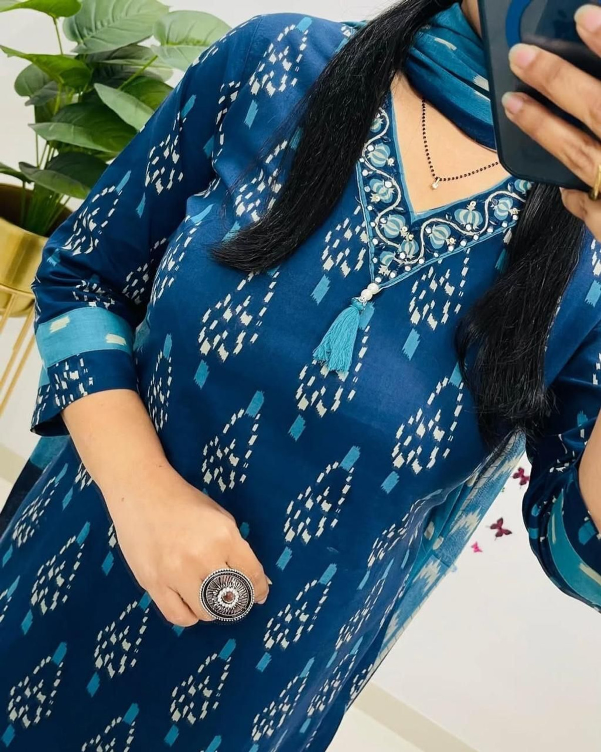 Image of Ethenictime Women Kurta Pant Attached Dupatta Set