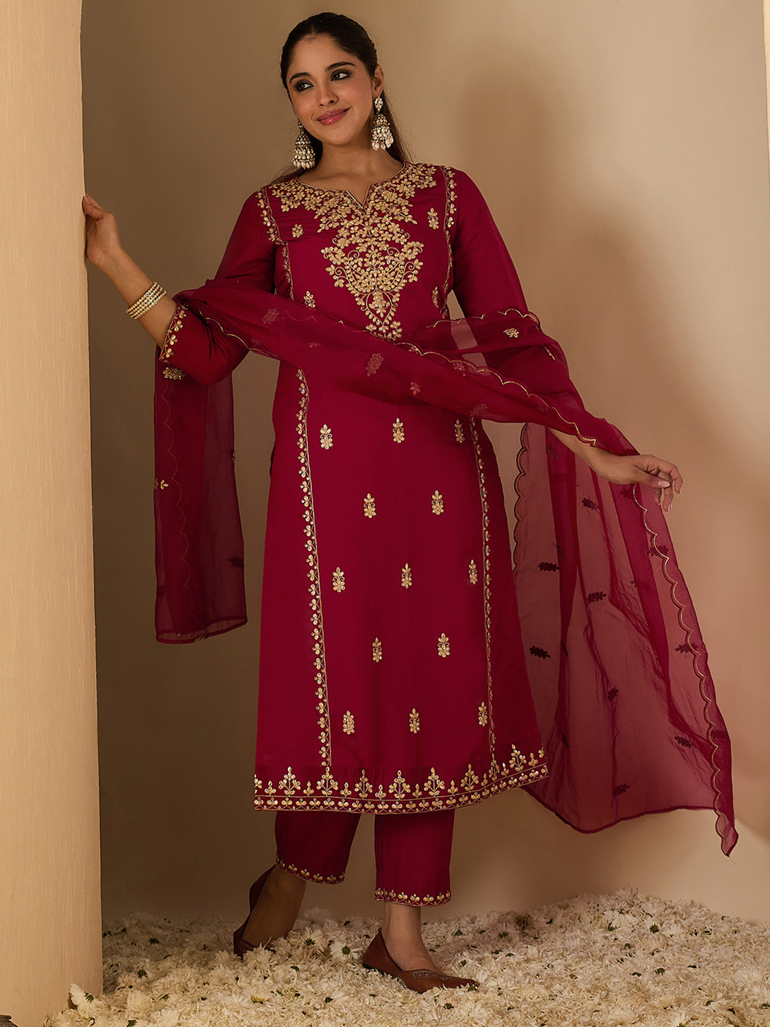 Image of Indo Era Women Kurta Pant Dupatta Set
