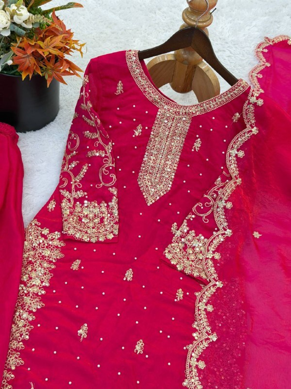 Image of Anghanbrothers Women Kurta Sharara Dupatta Set