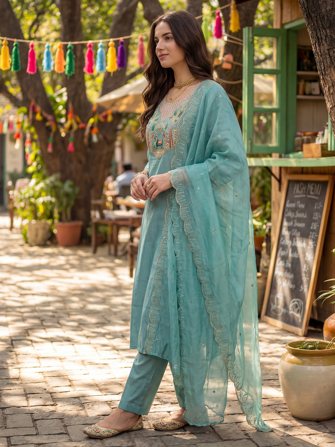 Image of Indo Era Women Kurta Pant Dupatta Set