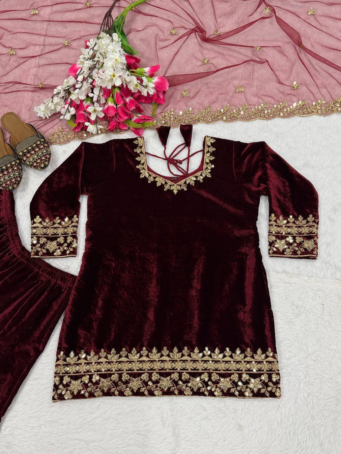 Image of Mahi Fashion Women Kurta Sharara Attached Dupatta Set