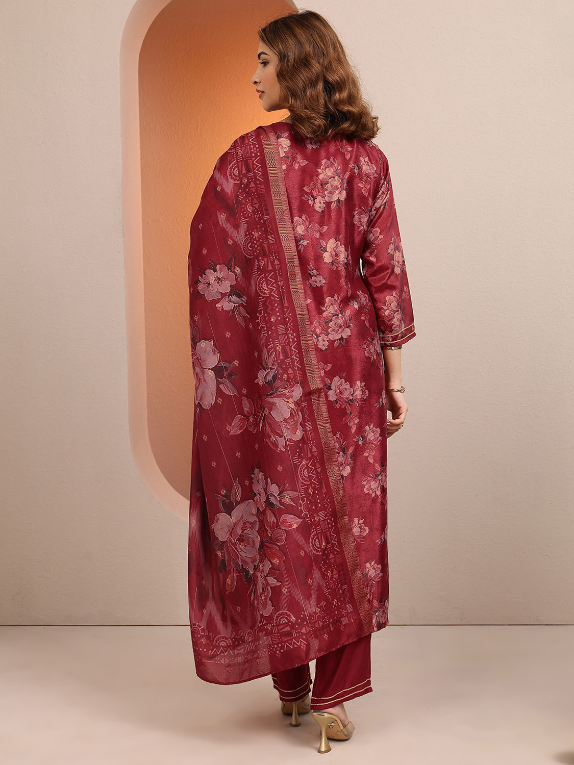 Image of LIBAS Women Kurta Palazzo Dupatta Set