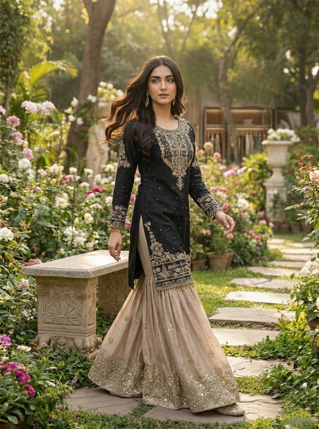 Image of DEETIBOUTIQUE Women Kurta Sharara Dupatta Set