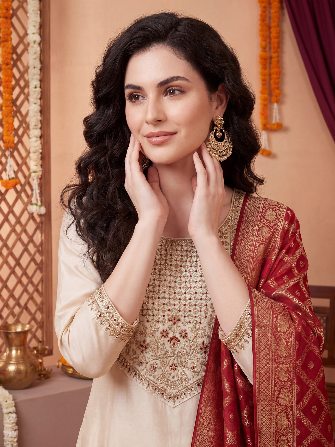 Image of Indo Era Women Kurta Pant Dupatta Set