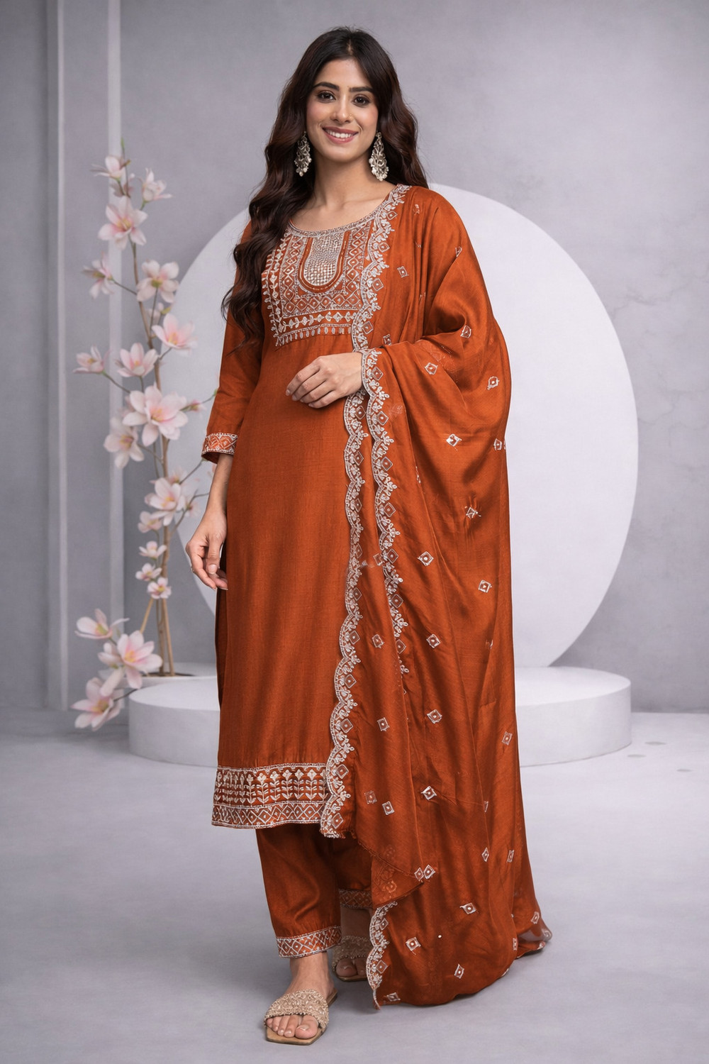 Image of HIYVAA Women Kurta Pant Dupatta Set
