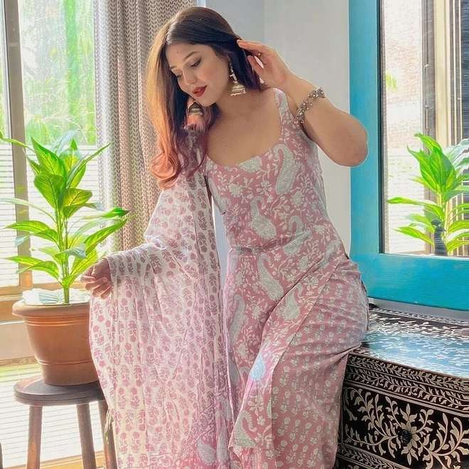 Image of SAVIJA Women Kurti Palazzo Dupatta Set