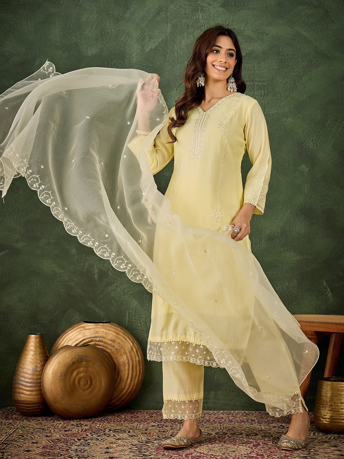 Image of VredeVogel Women Kurta Pant Dupatta Set