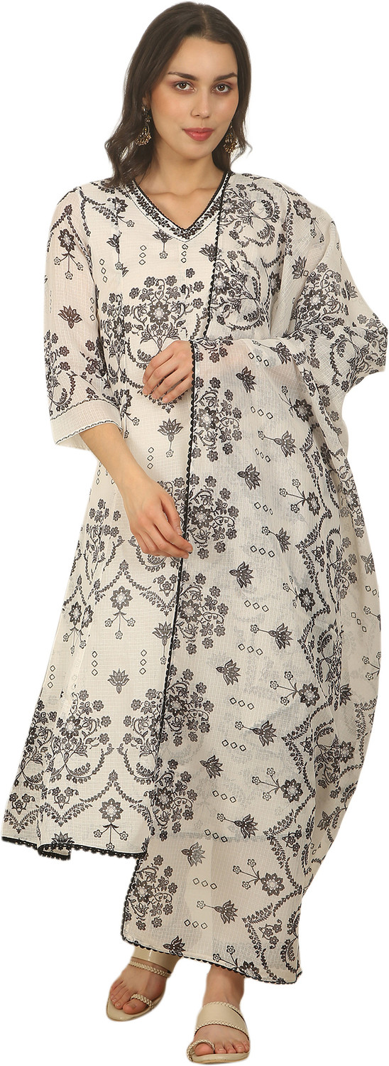 Image of Women Polyester Kurta Pant Dupatta Set