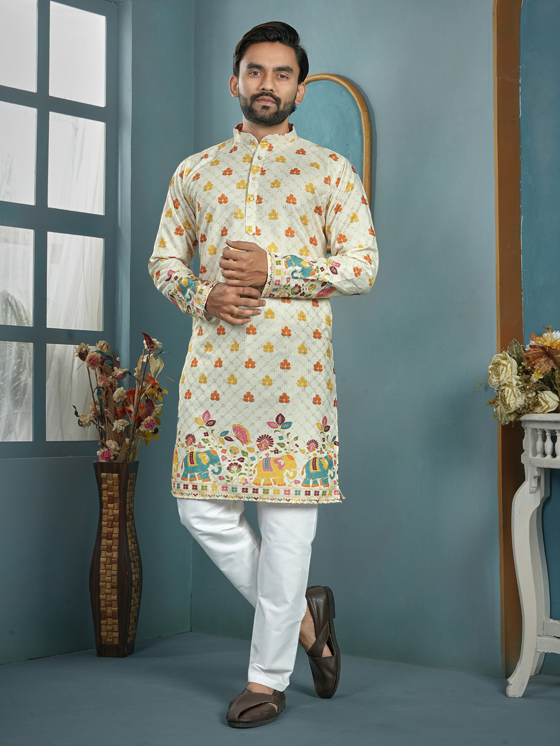 Image of CELLUX Men Kurta Pyjama Set