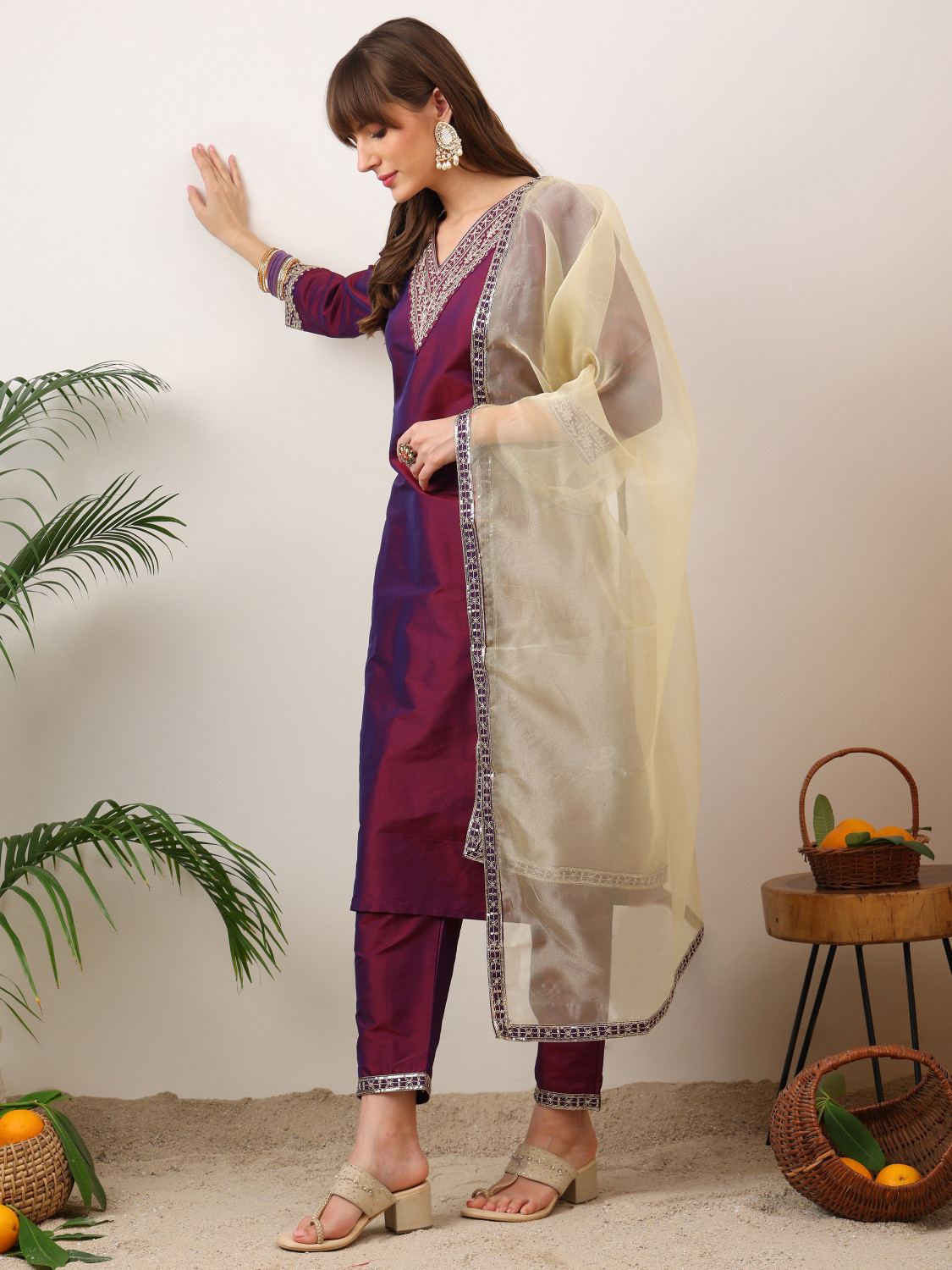 Image of FabFairy Women Kurta Pant Dupatta Set